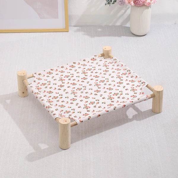 Cat Elevated Hammock Bed Red Flower