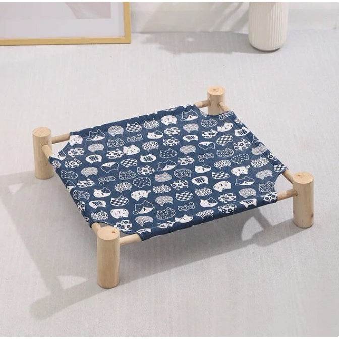 Cat Elevated Hammock Bed Navy Cat Head