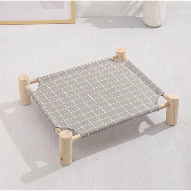 Cat Elevated Hammock Bed Gray Grids