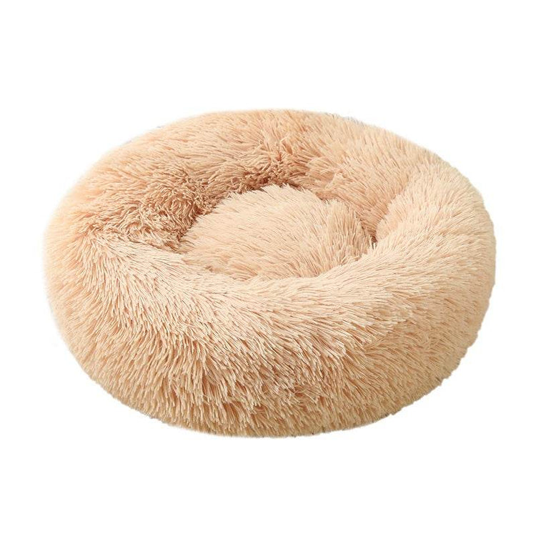 Cozy Soft Cushion Plush Pet Donut Bed Beige