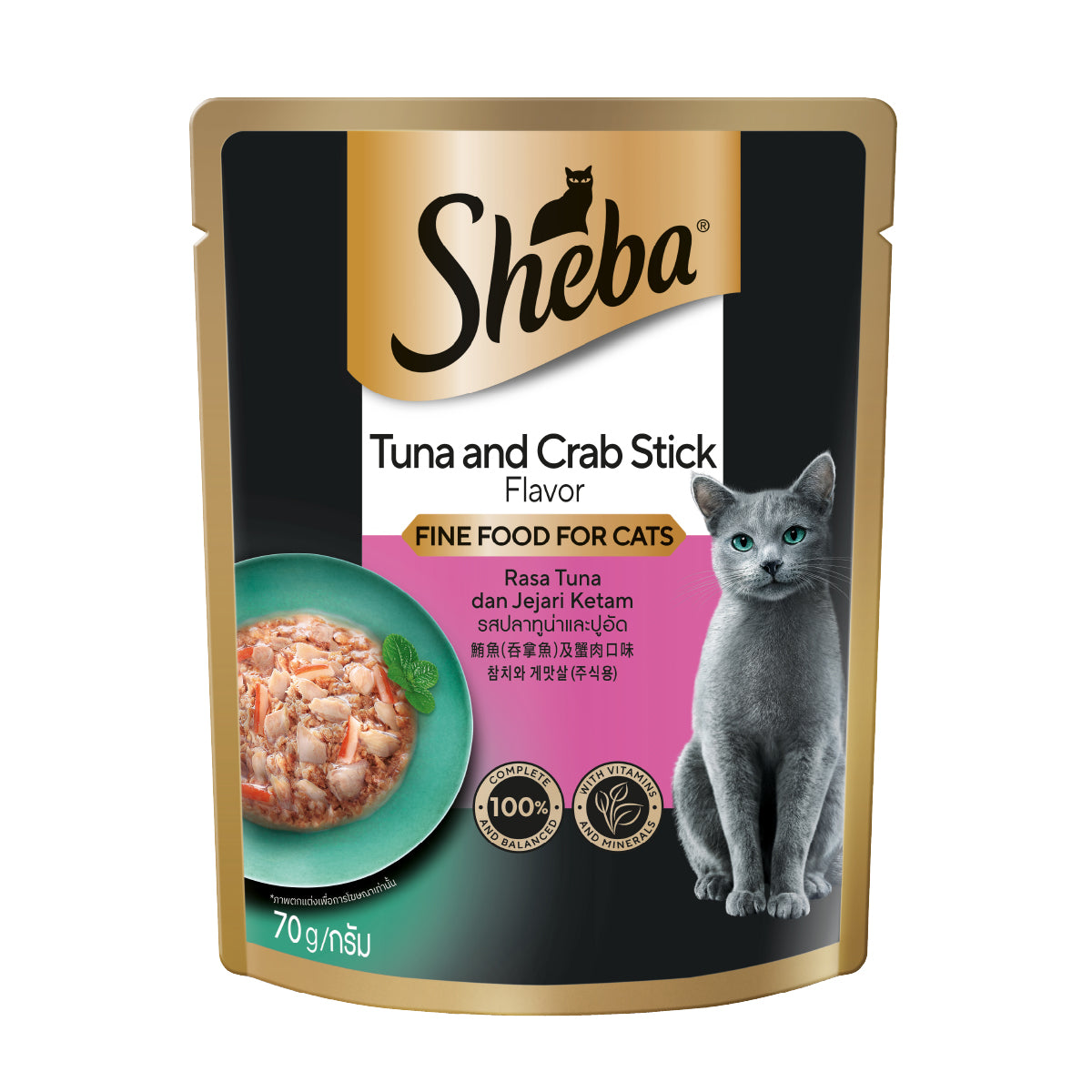 Sheba Cat Wet Food Pouch 70g Tuna Crab Stick