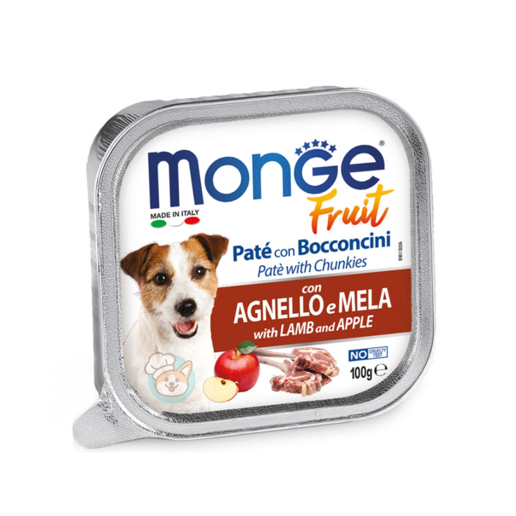 Monge Fresh Pate & Chunkies 100g – Premium Wet Dog Food Lamb & Apple