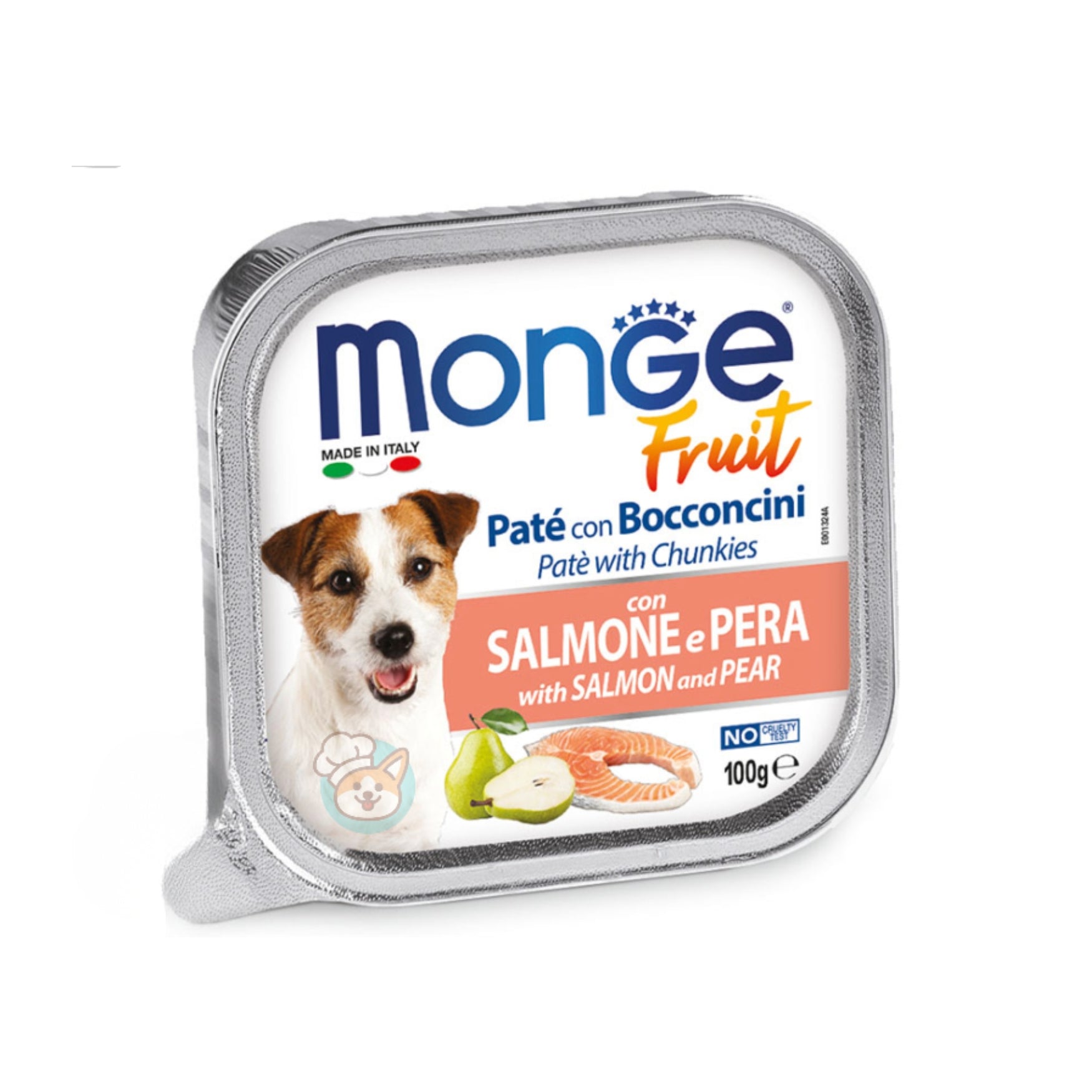 [Bundle of 16] Monge Fresh Pate & Fruits Dog Wet Food 100g - Nutritious Complete & Balanced Salmon & Pear