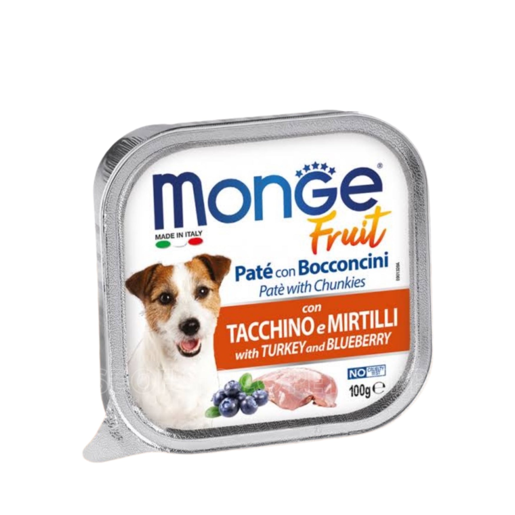 Monge Fresh Pate & Chunkies 100g – Premium Wet Dog Food Turkey & Blueberry
