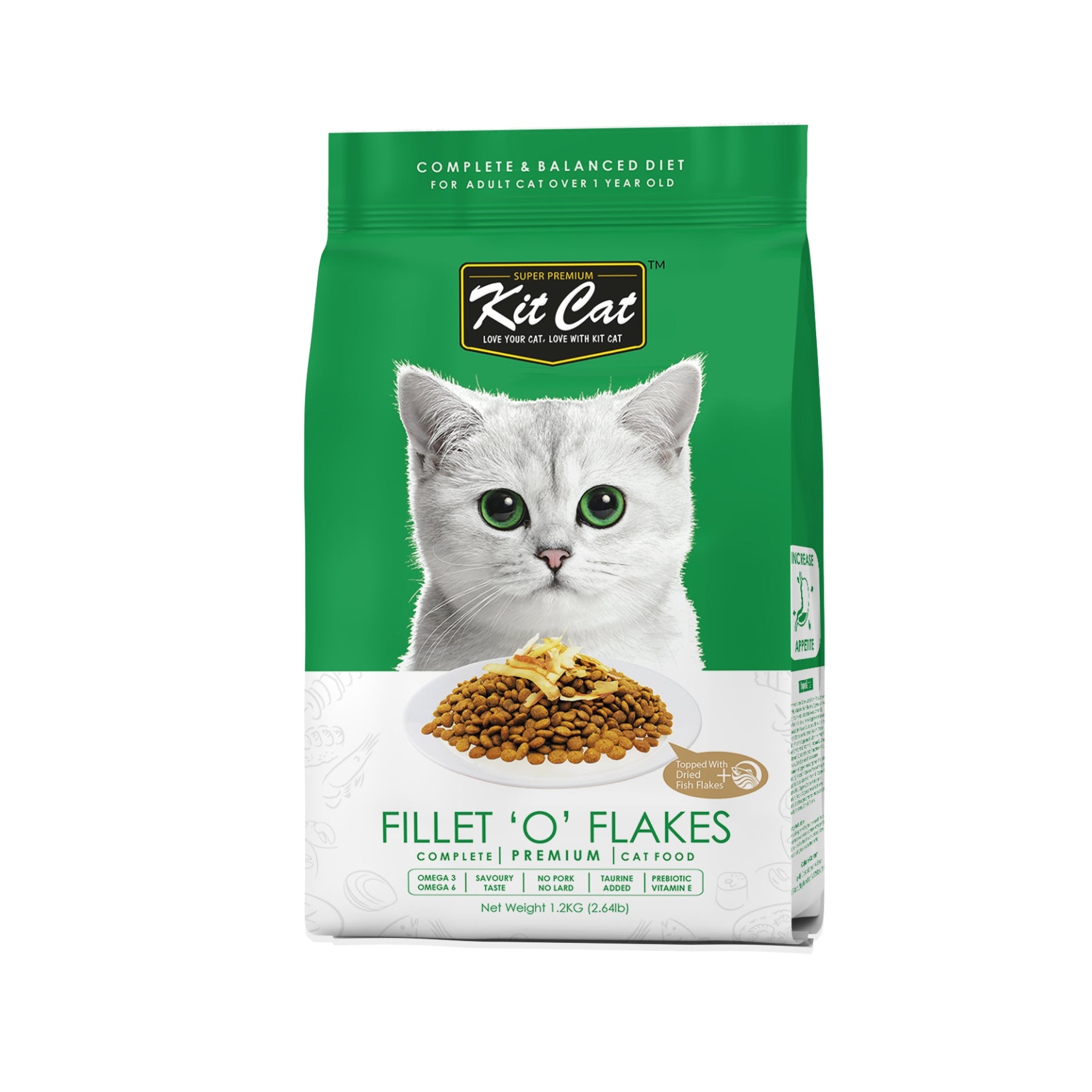 Kit Cat Dry Cat Food 1.2kg/5kg – Premium Complete & Balanced Nutrition for Adult Cats Fillet 'O' Flakes 1.2kg