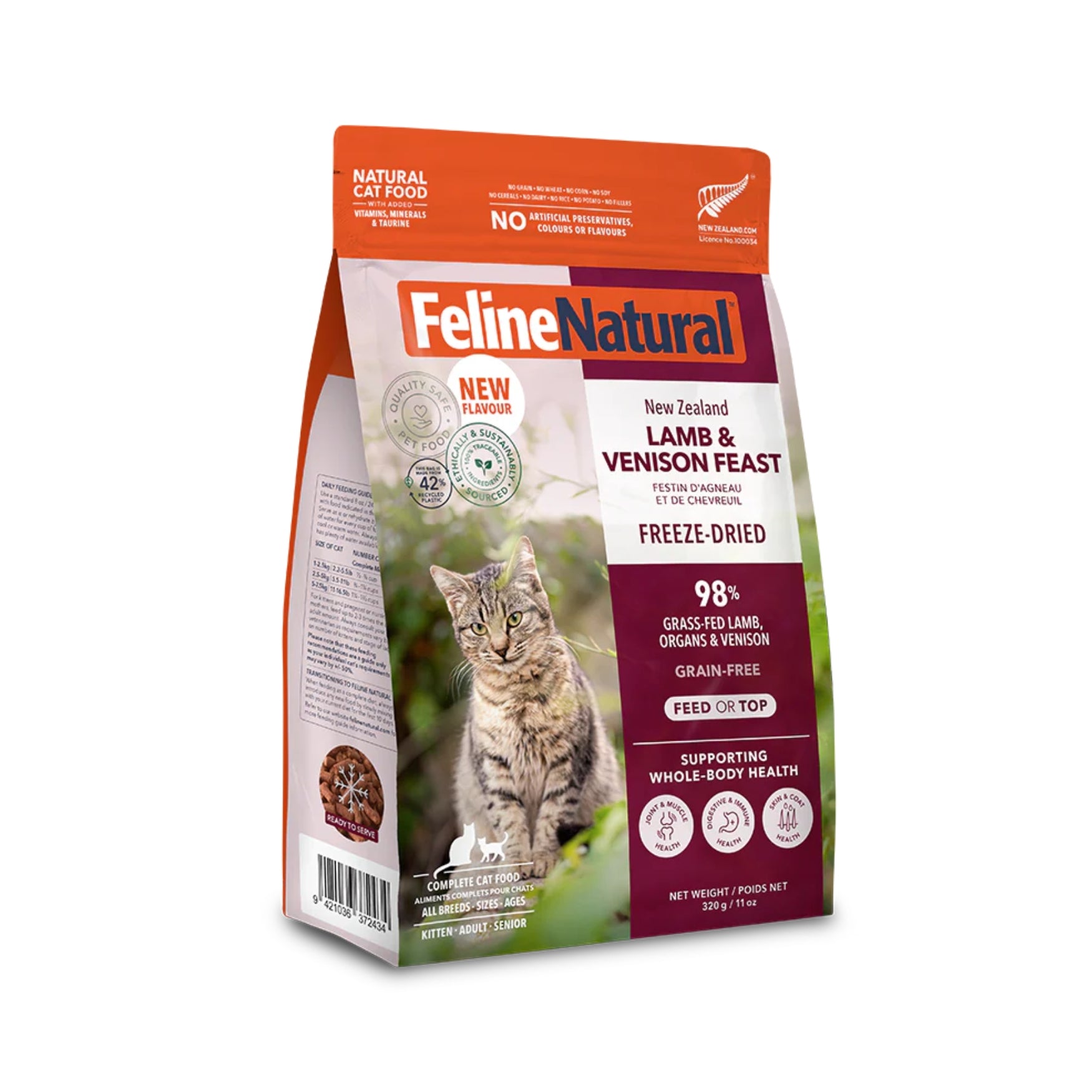 Feline Natural Freeze Dried Cat Food 320g/800g Lamb & Venison 320g