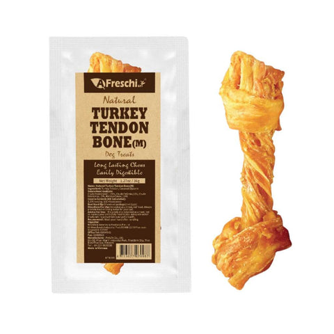Afreschi Natural Turkey Tendon Dog Chews – Rawhide-Free Treats Tendon Bone (S)