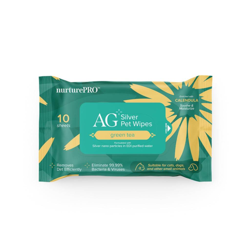 NurturePRO AG+ Silver Pet Wipes 10 Sheets Green Tea