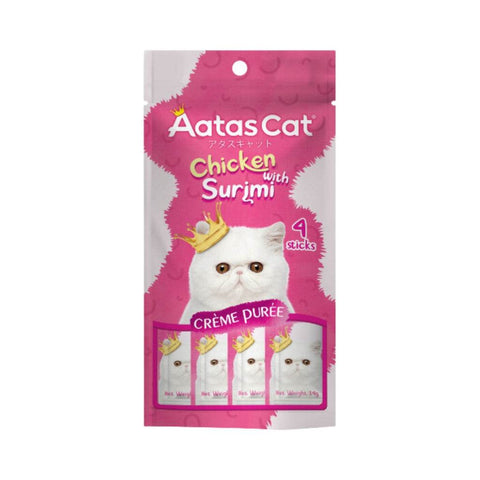 Aatas Cat Crème Purée 14g x 4 Sachets Tuna with Chicken