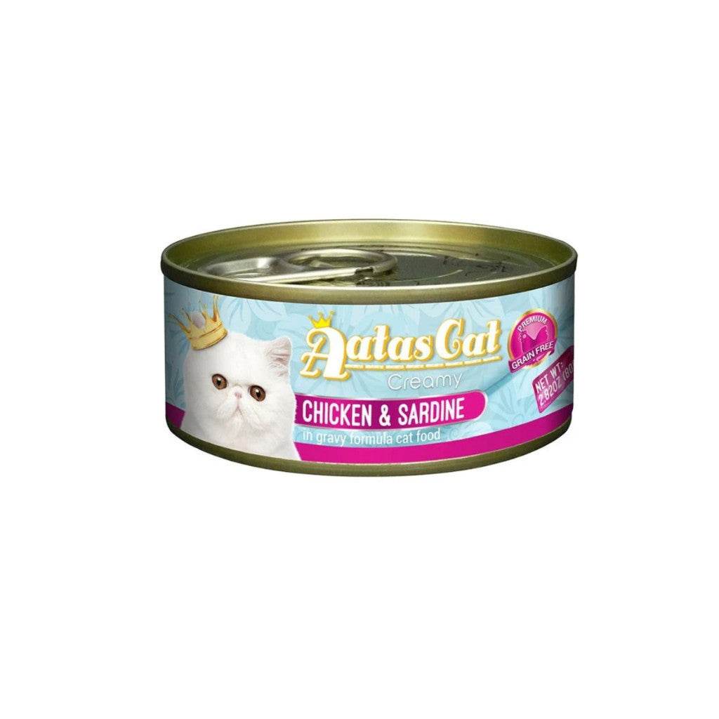 Bundle of 24 Aatas Cat Creamy Flavored Chicken Wet Cat Food Chicken & Sardine