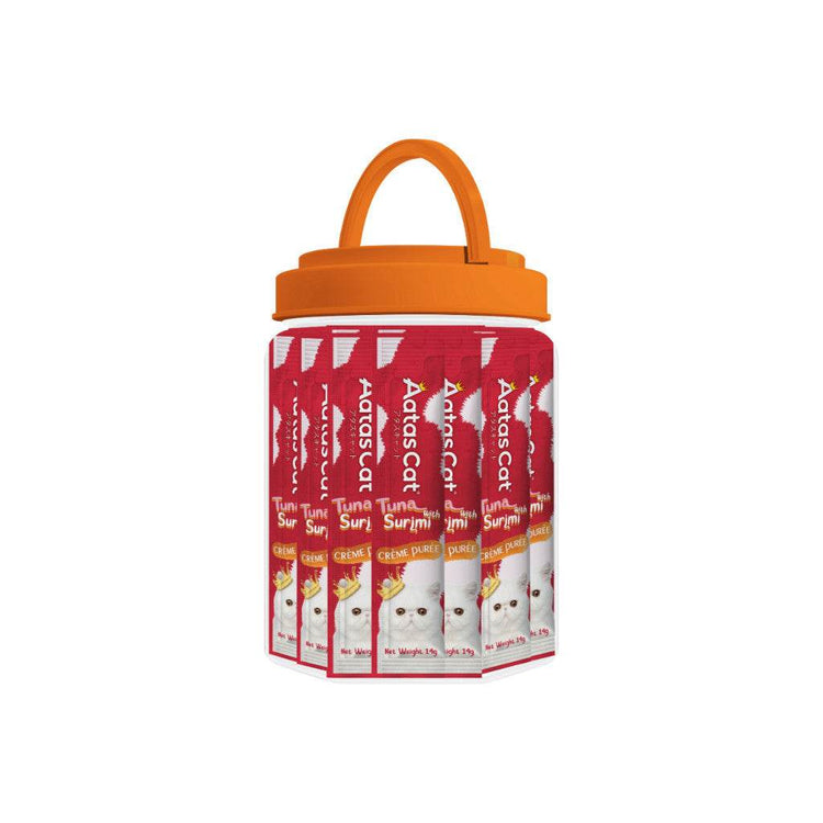 Aatas Cat Crème Purée Cat Treat Tub 14g x 50s Tuna with Surimi