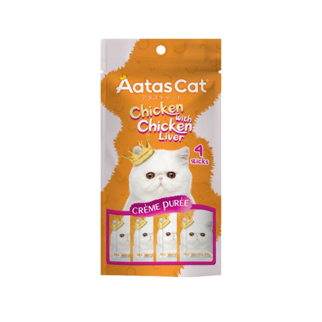 Aatas Cat Crème Purée 14g x 4 Sachets ChickW Chickenliver