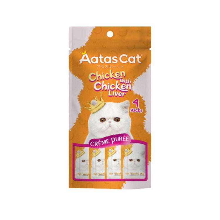 Aatas Cat Crème Purée 14g x 4 Sachets ChickW Chickenliver