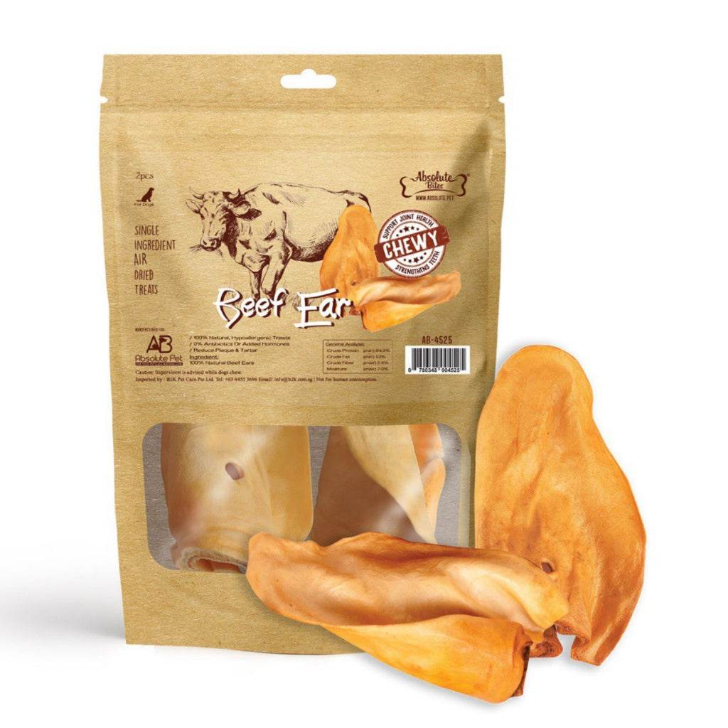 Absolute Bites Air Dried Cat & Dog Treats Beef Ears (2pcs)