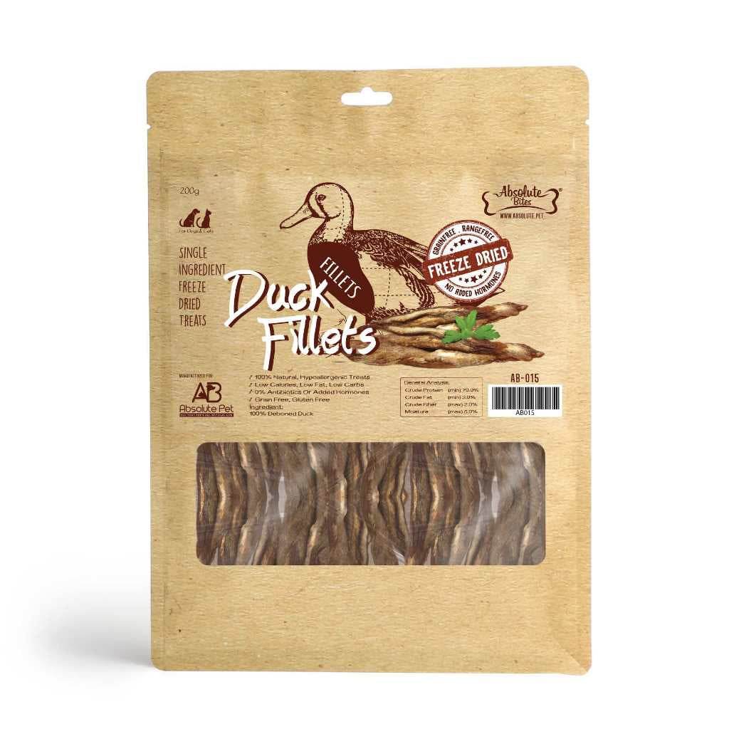Absolute Bites Air Dried Cat & Dog Treats Dried Duck Fillet