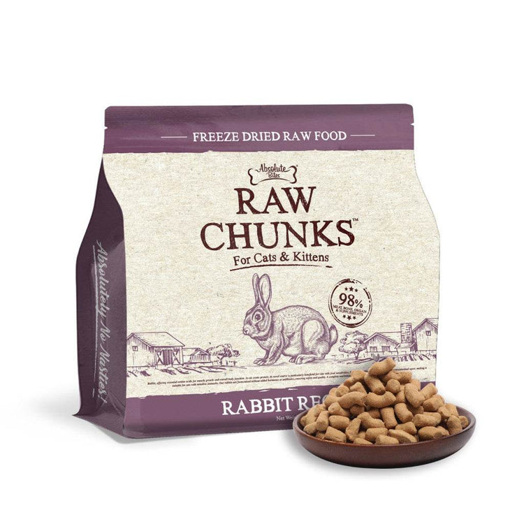 150g Absolute Bites Raw Chunks For Cats And Kittens Rabbit 280g