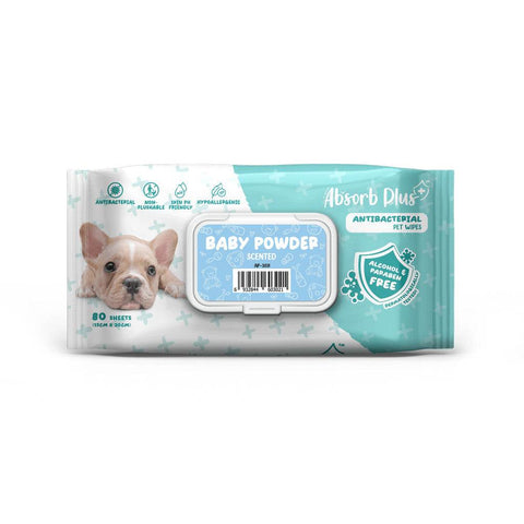 Absorb Plus Anti-Bacterial Scented Pet Wipes Baby Powder