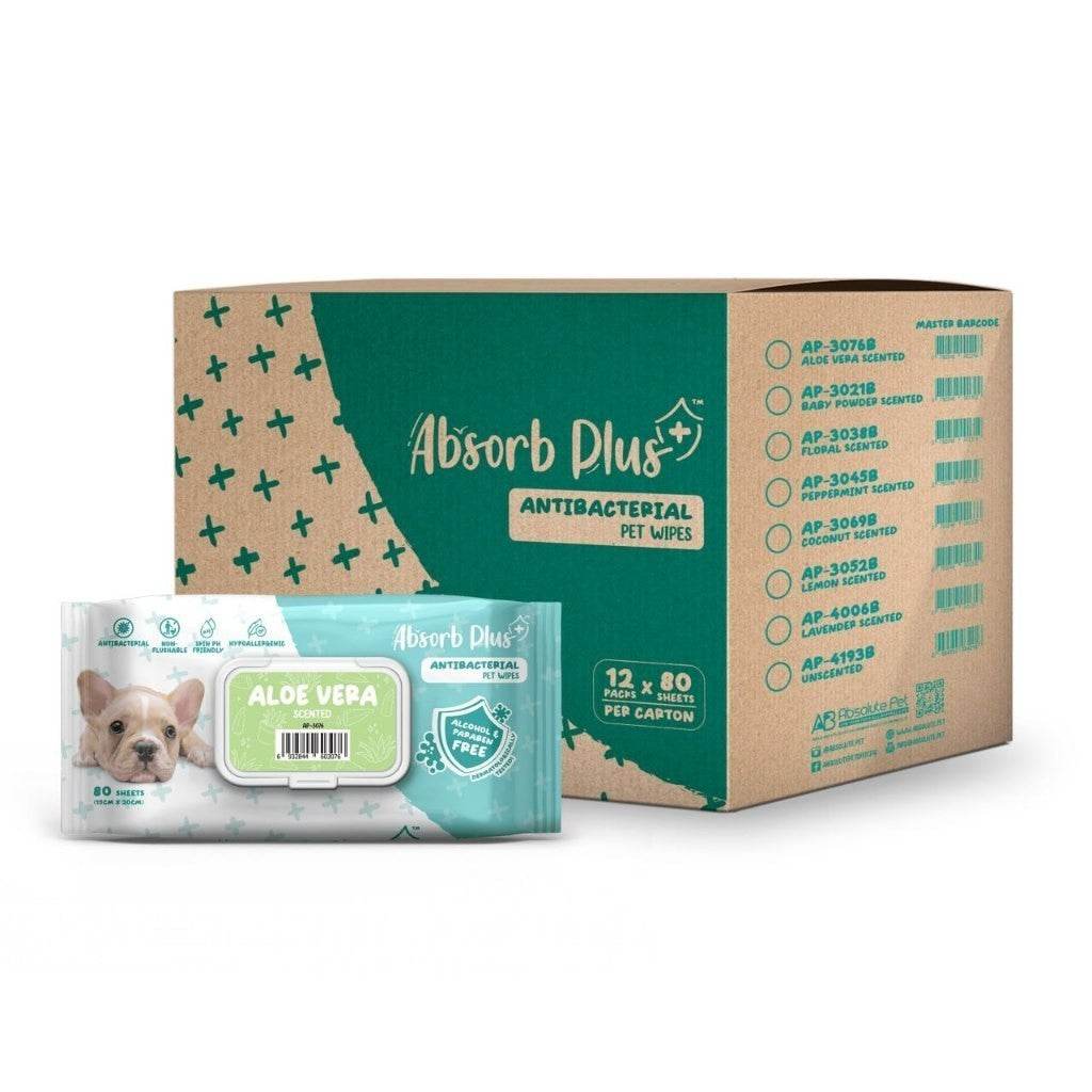 One Carton Absorb Plus Anti-Bacterial Pet Wipes Aloe Vera