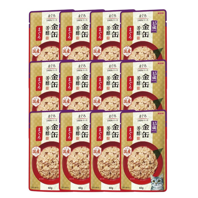 [Bundle of 12] Aixia Kin Can Rich Pouch Cat Food 60g – Tuna &amp; Chicken GHP6 15 Yrs Old Tuna