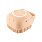 2-in-1 Pet Scrubber with Soap Dispenser – Silicone Massage Brush Beige