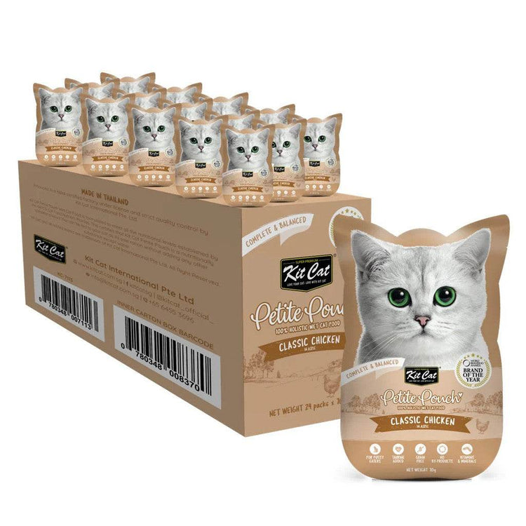 70g Bundle of 24 Kit Cat Petite Pouch Classic Chicken