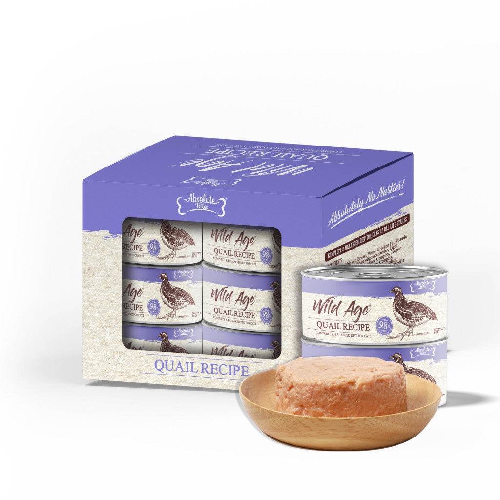 Grain-Free Cat Food – Absolute Bites Wild Age 80g x 6 Cans Quail