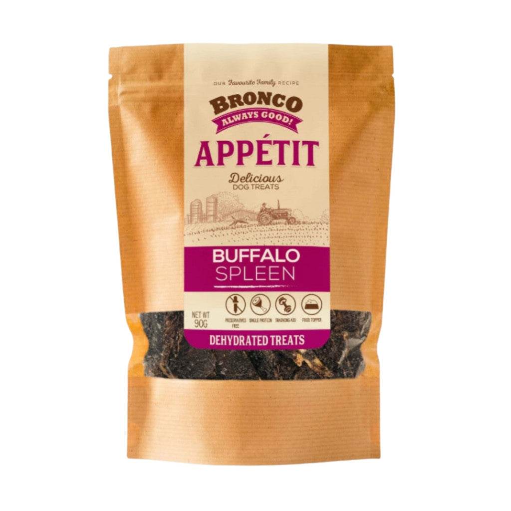[Buy 1 Free 1] Bronco Appétit Dog Treats 90g – Beef, Chicken, Duck Buffalo Spleen