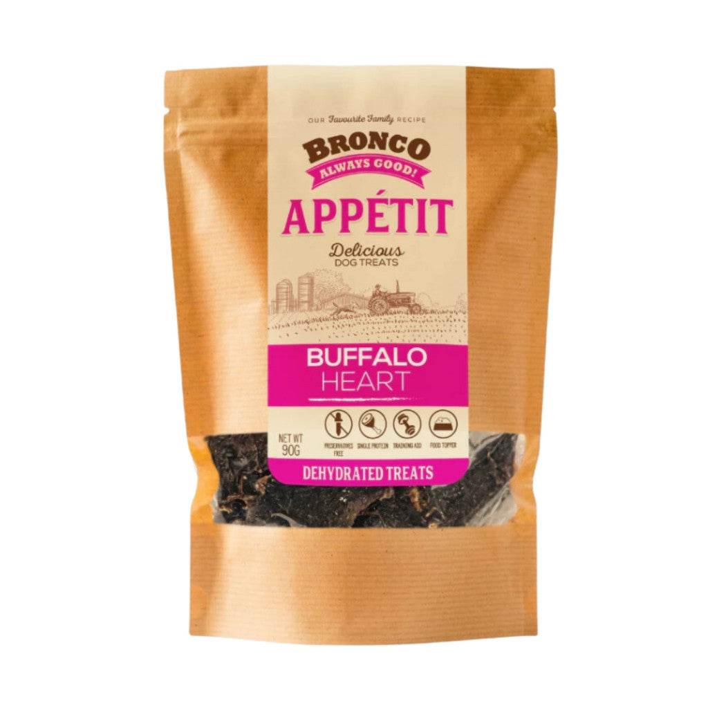 [Buy 1 Free 1] Bronco Appétit Dog Treats 90g – Beef, Chicken, Duck Buffalo Heart
