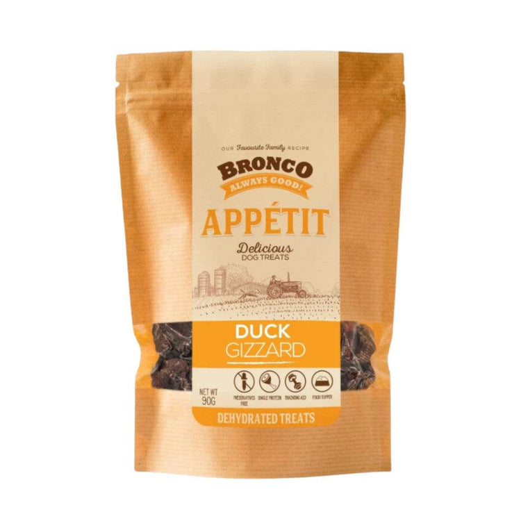 [Buy 1 Free 1] Bronco Appétit Dog Treats 90g – Beef, Chicken, Duck Duck Gizzard