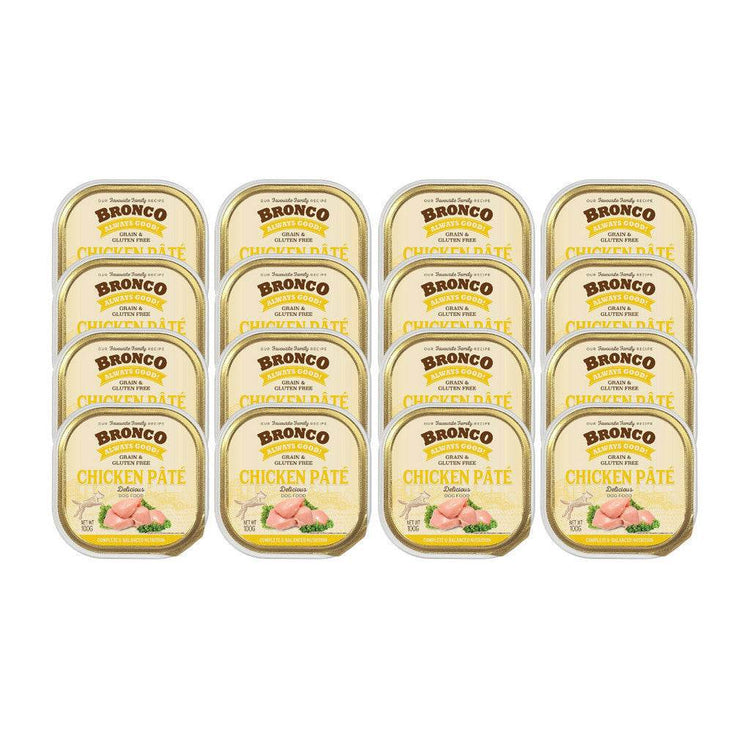 Bundle of 16 Bronco Tray Dog Food Chicken