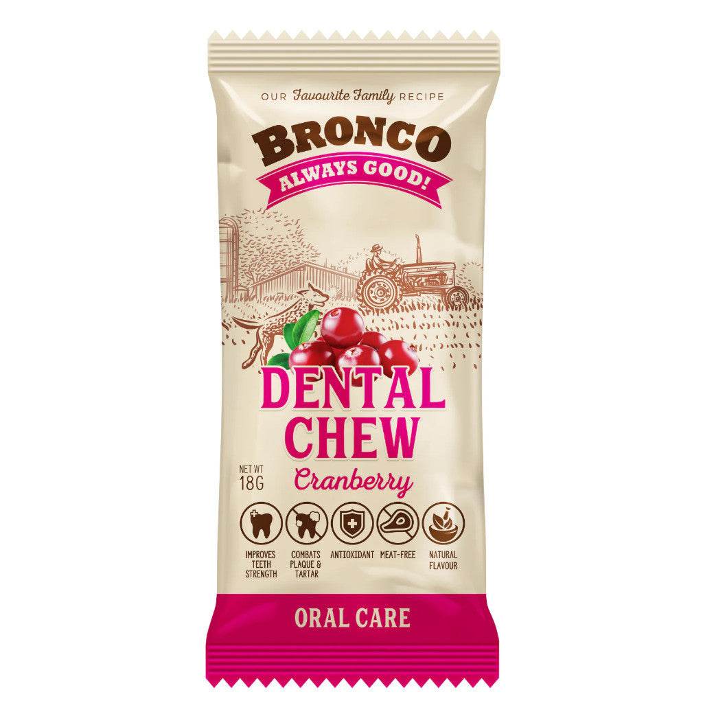 Bronco Dental Chew 18g - Teeth Strength, Meat-Free, Natural Cranberry