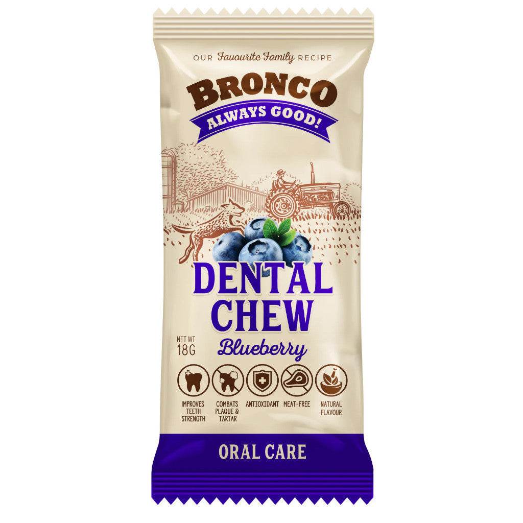 Bronco Dental Chew 18g - Teeth Strength, Meat-Free, Natural Blueberry