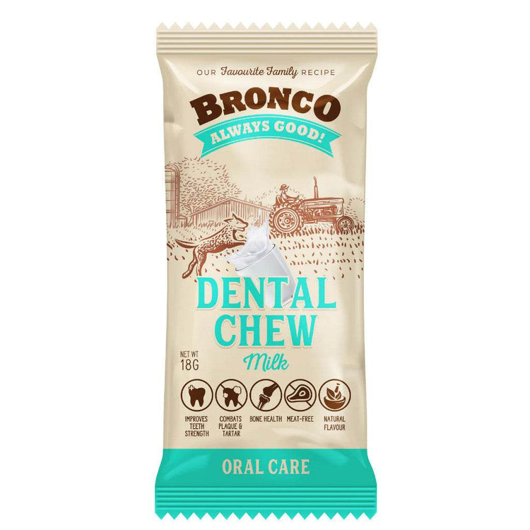 Bronco Dental Chew 18g - Teeth Strength, Meat-Free, Natural Milk