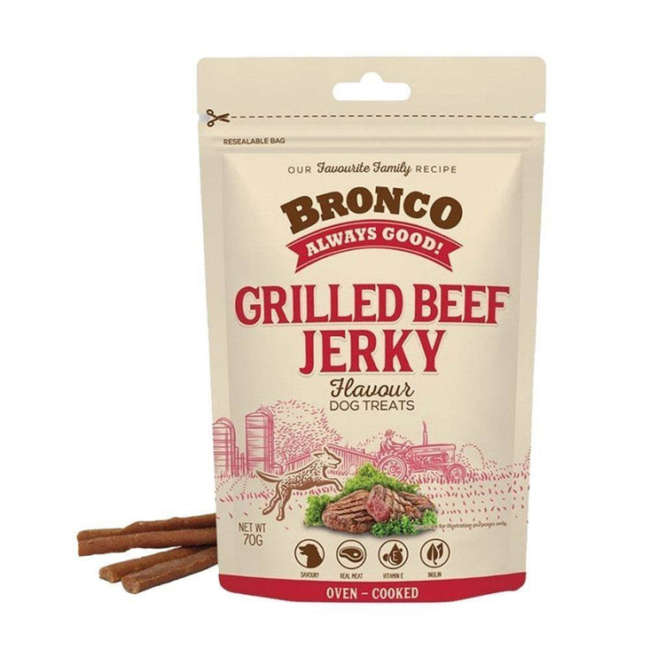 70g Bronco Jerky Dog Snack Grilled Beef