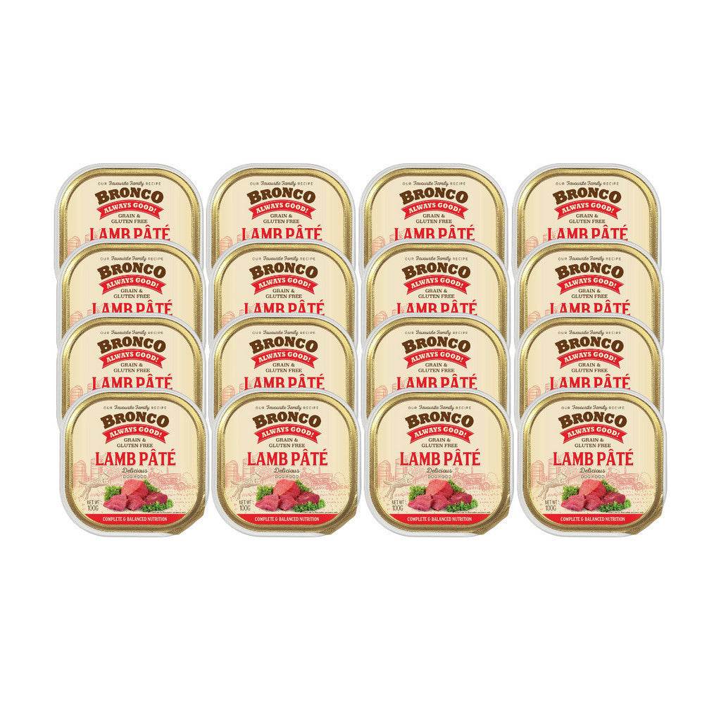 Bundle of 16 Bronco Tray Dog Food Lamb