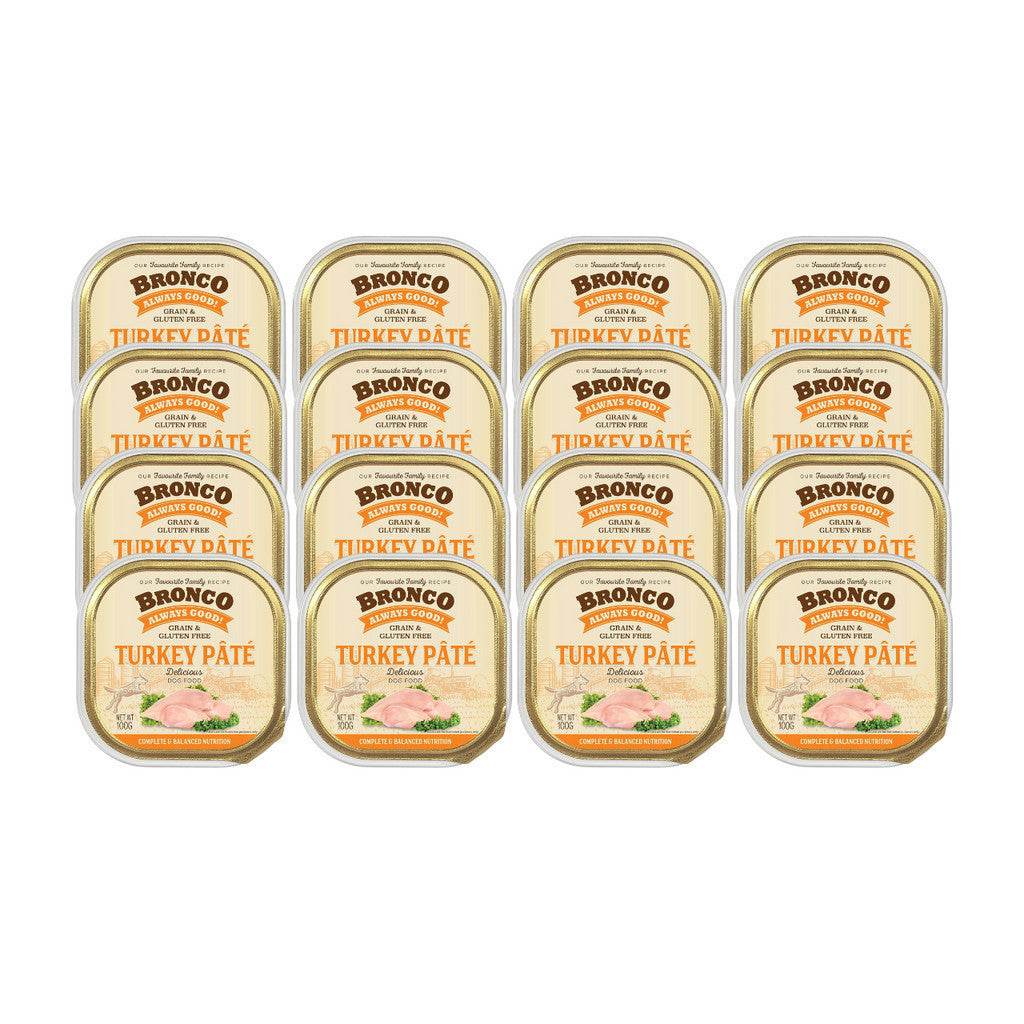 Bundle of 16 Bronco Tray Dog Food Turkey
