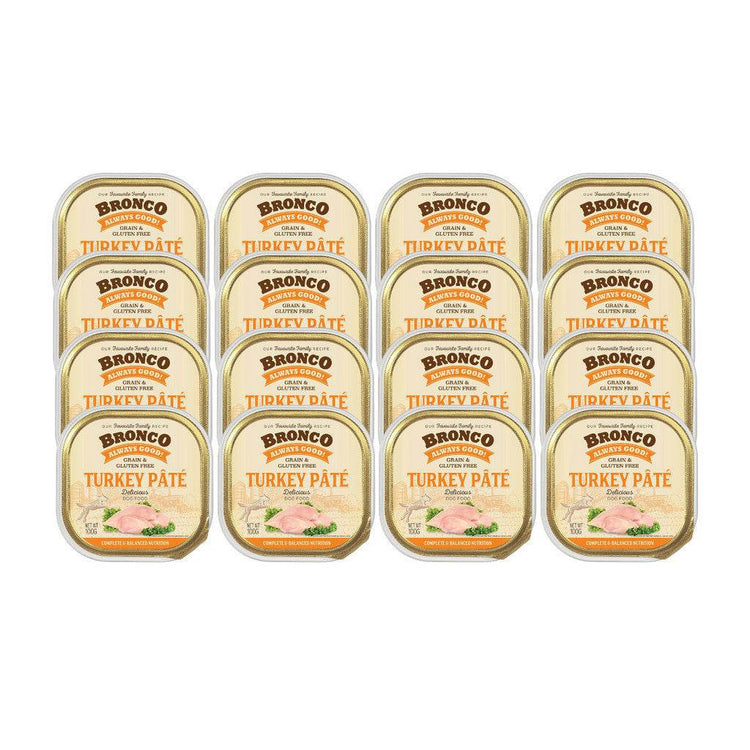 Bundle of 16 Bronco Tray Dog Food Turkey