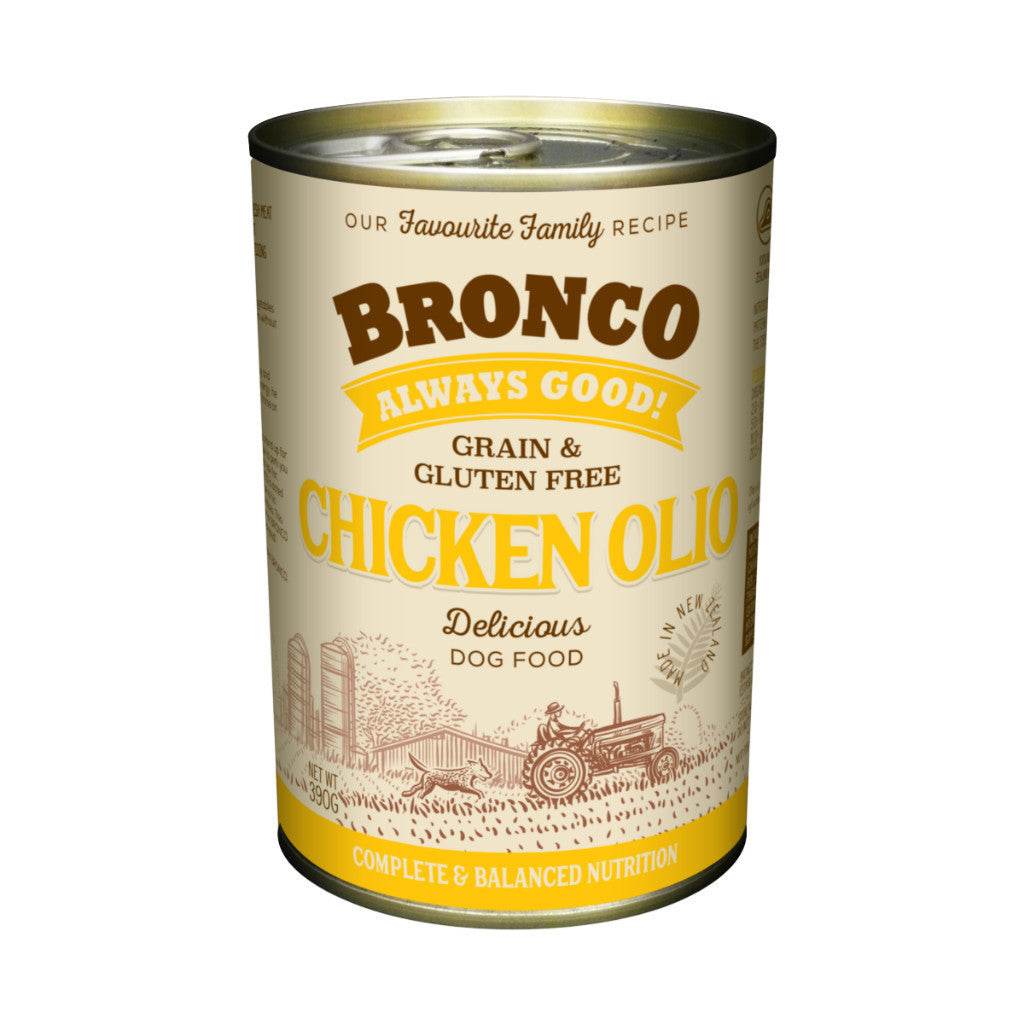 Bronco Wet Dog Food Can 390g - Grain & Gluten-Free Chicken Olio