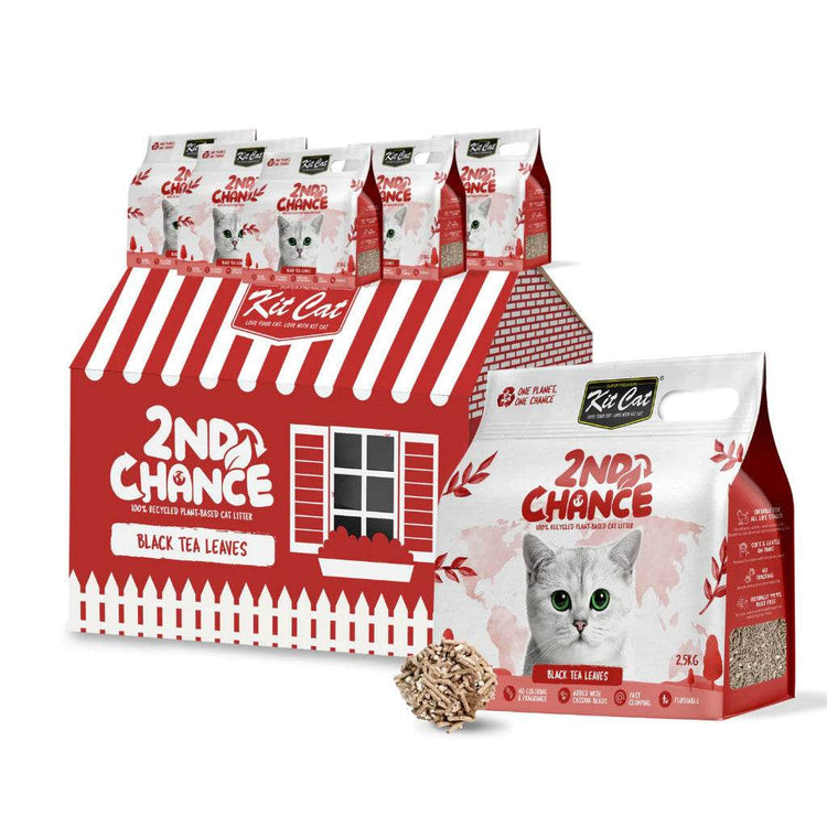 2.5kg Bundle of 6 Kit Cat 2nd Chance Litter Black Tea Leaves