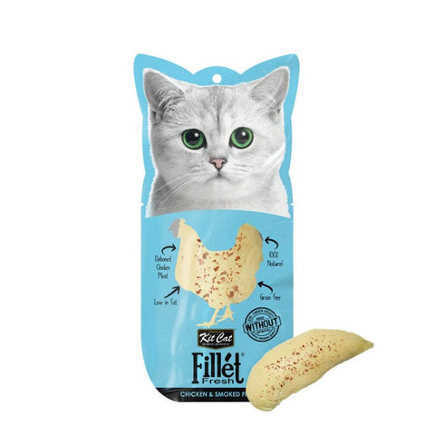Kit Cat Fillet Fresh Treats for Cats 30g - High-Protein, Tasty Treats Chick & Smoked Fish