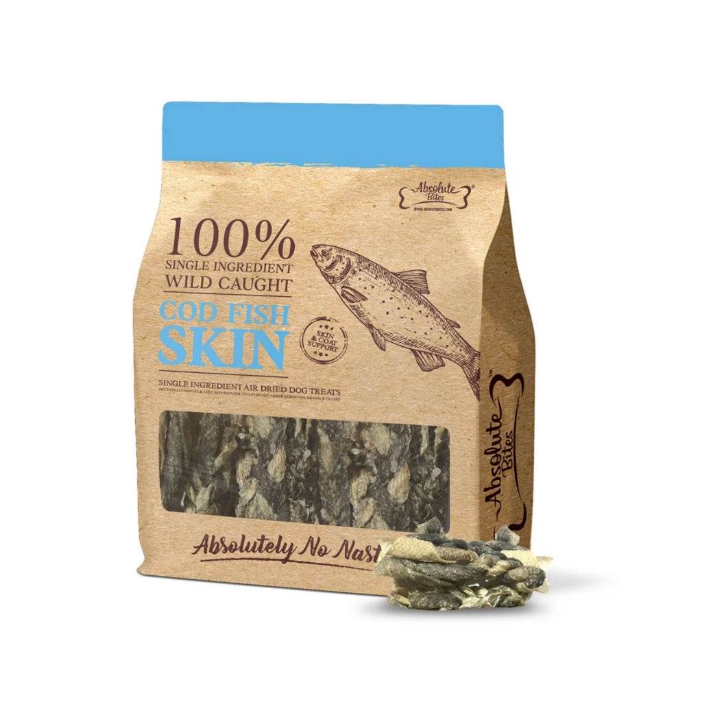 Absolute Bites Air Dried Cat & Dog Treats Cod Fish Skin 250g