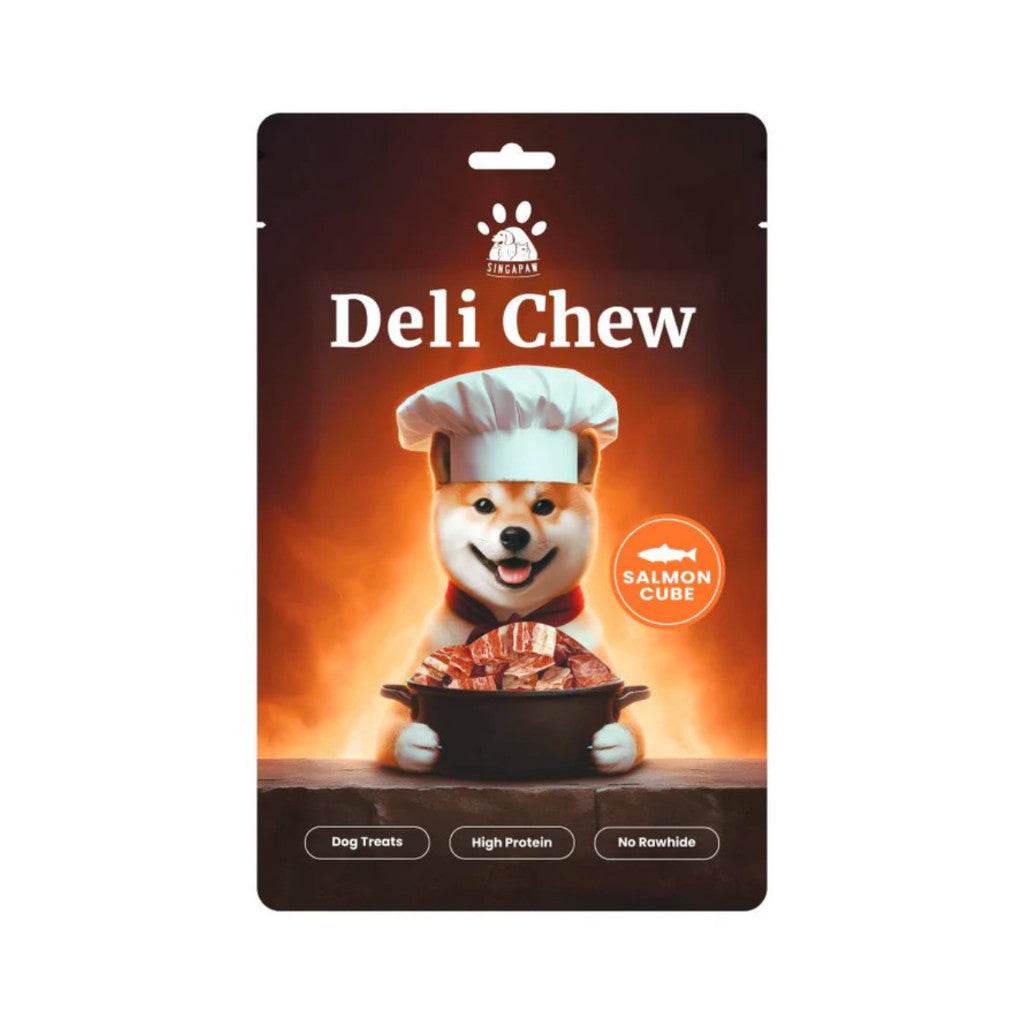 Singapaw Deli Chew Air Dried Jerky Dog Treats Salmon Cube 120g