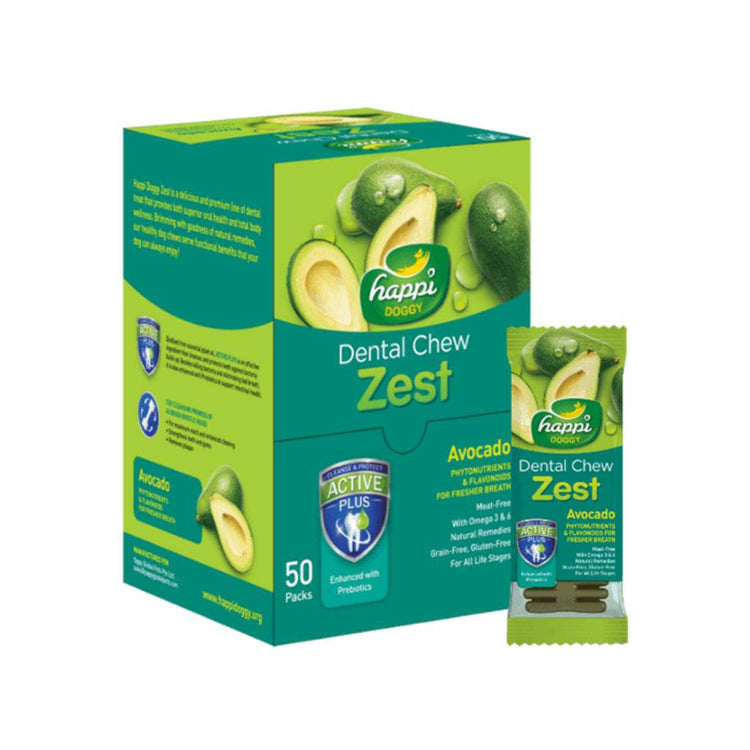 [Box of 50pcs] Happi Doggy Dental Chew Zest 4-Inch – Grain-Free Avocado