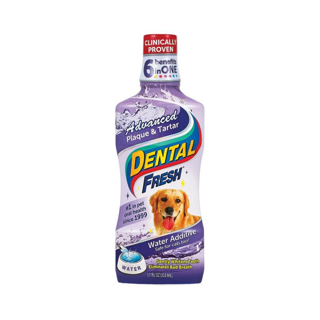 Dental Fresh Water Additive for Dogs – No-Brush Oral Care Plaque&Tartar 17oz