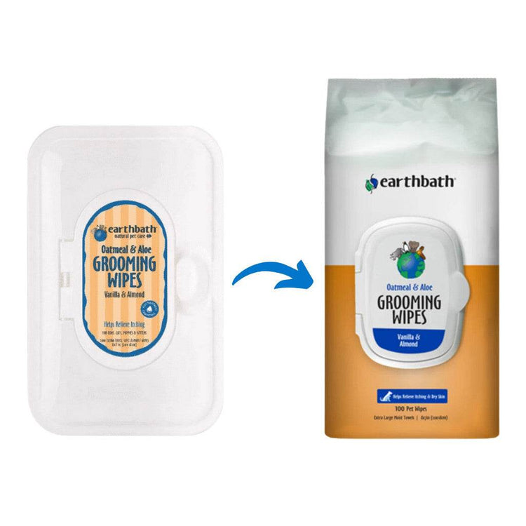 Earthbath Pet Wipes - Grooming, Eye, Ear, Tooth & Gum, Facial Wipes Oatmeal & Aloe 100s