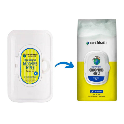 Earthbath Pet Wipes - Grooming, Eye, Ear, Tooth & Gum, Facial Wipes Hypo-Allergenic 100s
