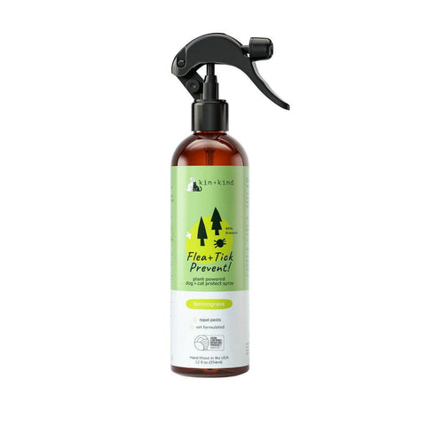 Kin+Kind Flea & Tick Protect Spray 12oz – Natural Pest Protection for Cats & Dogs Lavender (Dog only)