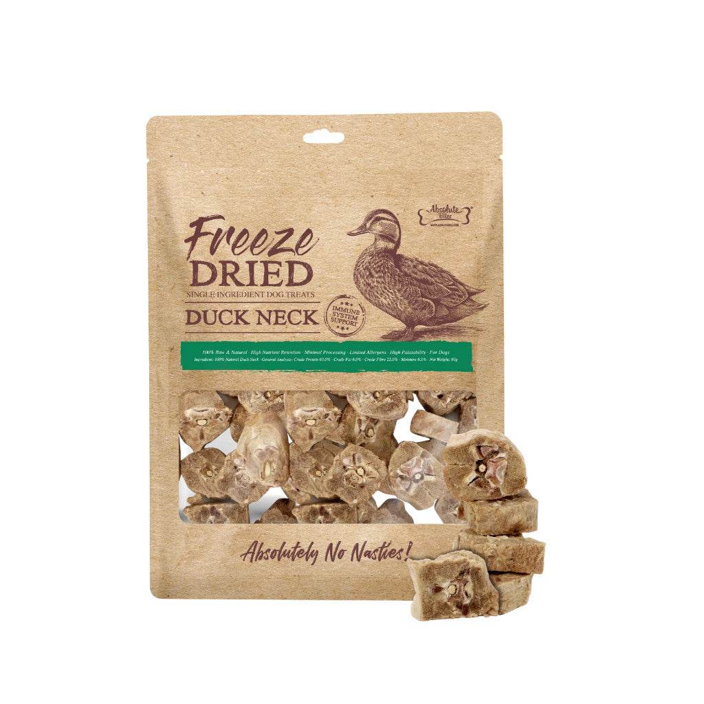 Absolute Bites Freeze Dried/Air Dried Cat & Dog Treats FD Duck Neck 60g