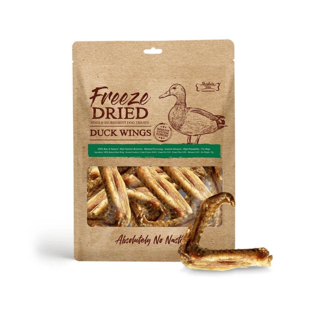 Absolute Bites Freeze Dried/Air Dried Cat & Dog Treats FD Duck Wings 70g