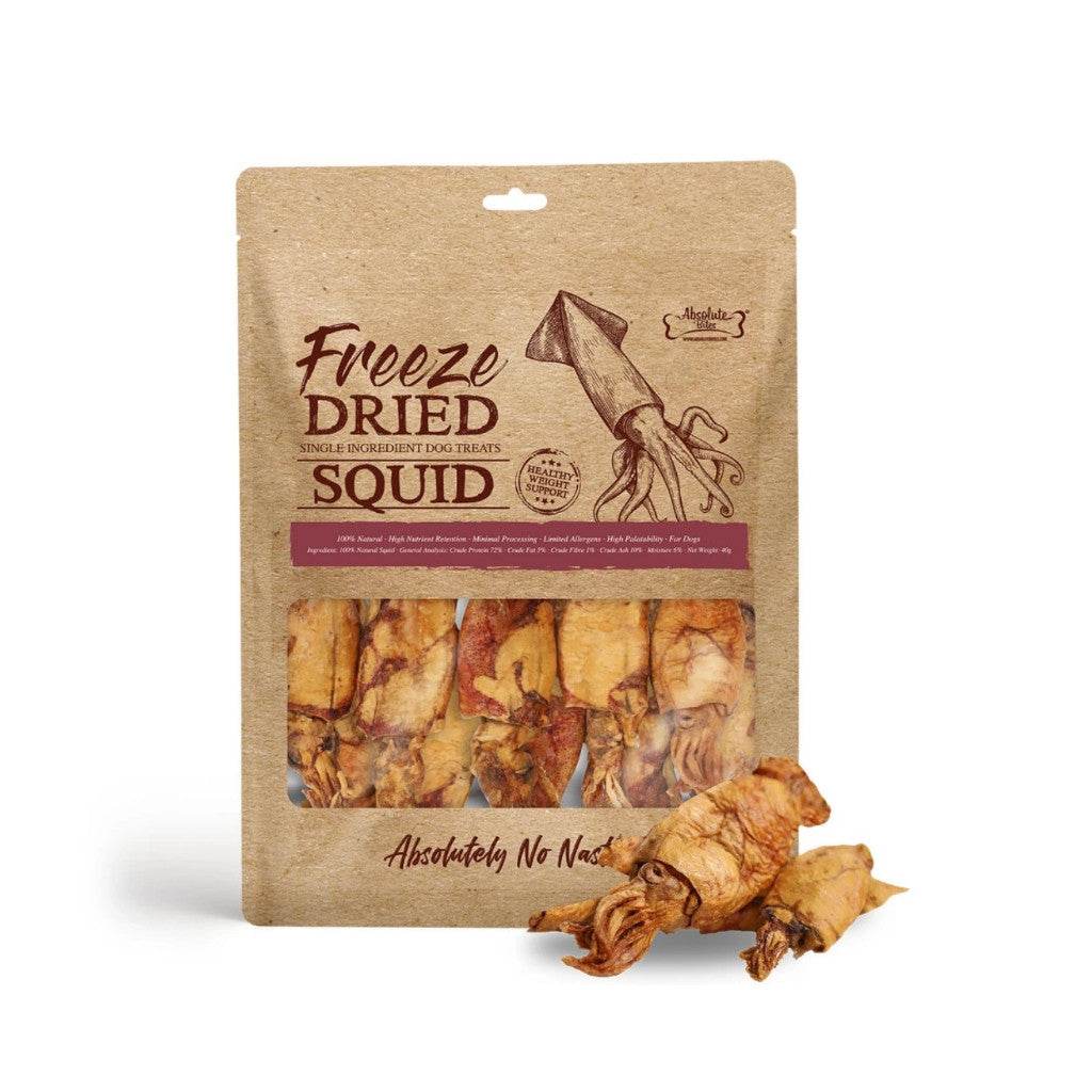 Absolute Bites Freeze Dried/Air Dried Cat & Dog Treats Freeze Dried Squid 40g